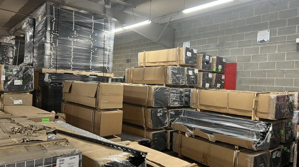 warehouse full of fence materials